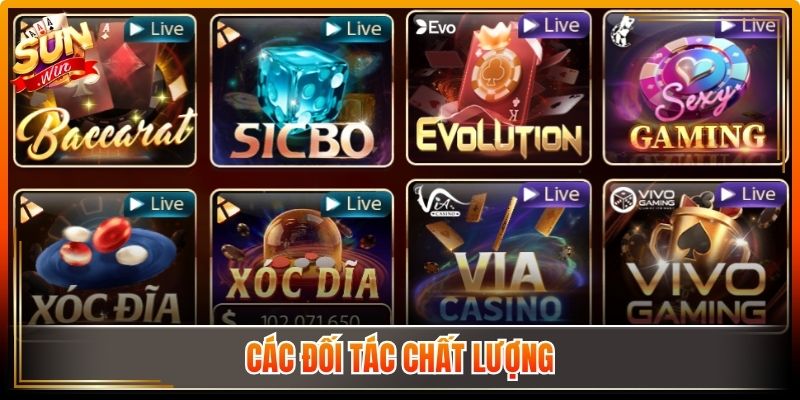Casino Sunwin, Live Dealer Hiện Đại Trải Nghiệm Chân Thực 2 Các đối tác chất lượng